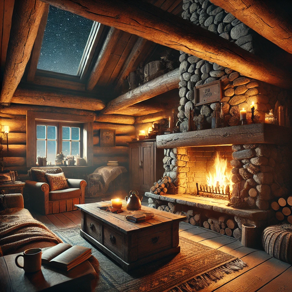 a cozy cabin interior